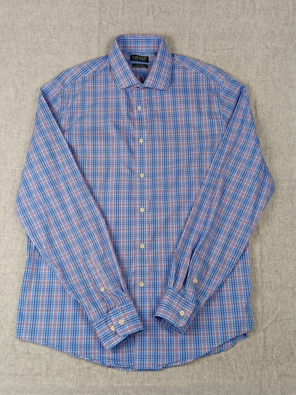 Lauren Ralph Lauren Plaid Long Sleeves Blue Men's shirt Size 16,5(36/37)